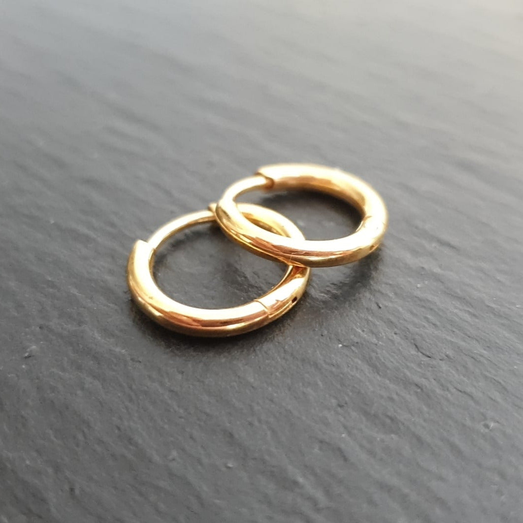 18K Gold S. Steel Creolen - 14mm x 2mm/ Hochglanz