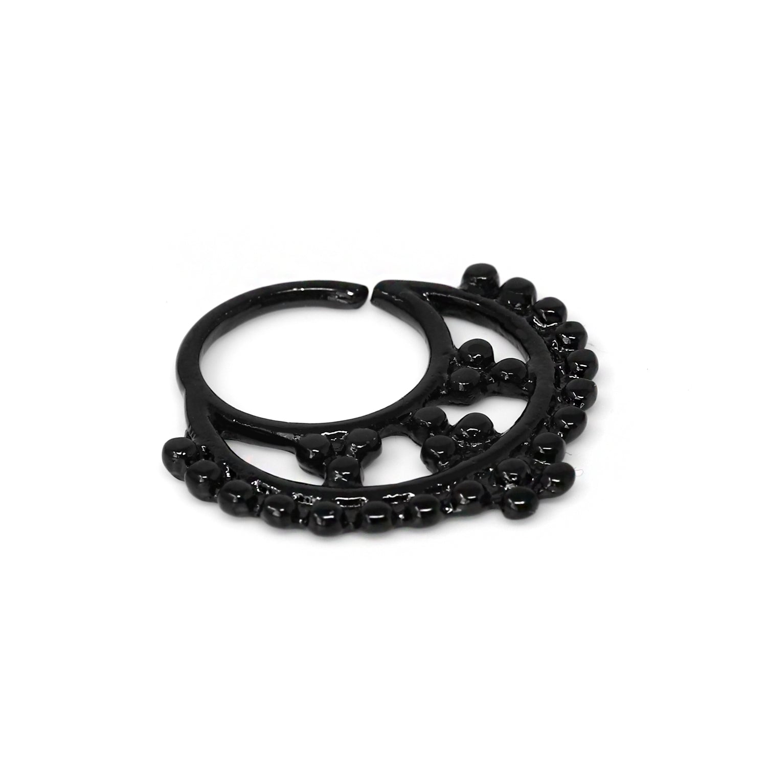Black Fashion Brass Septum Ring mit Design - biegsam - Stärke 1.2mm