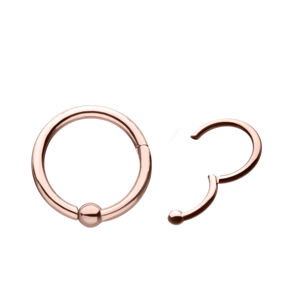 18K Rose Gold Steel Segmentring Clicker mit Kugel