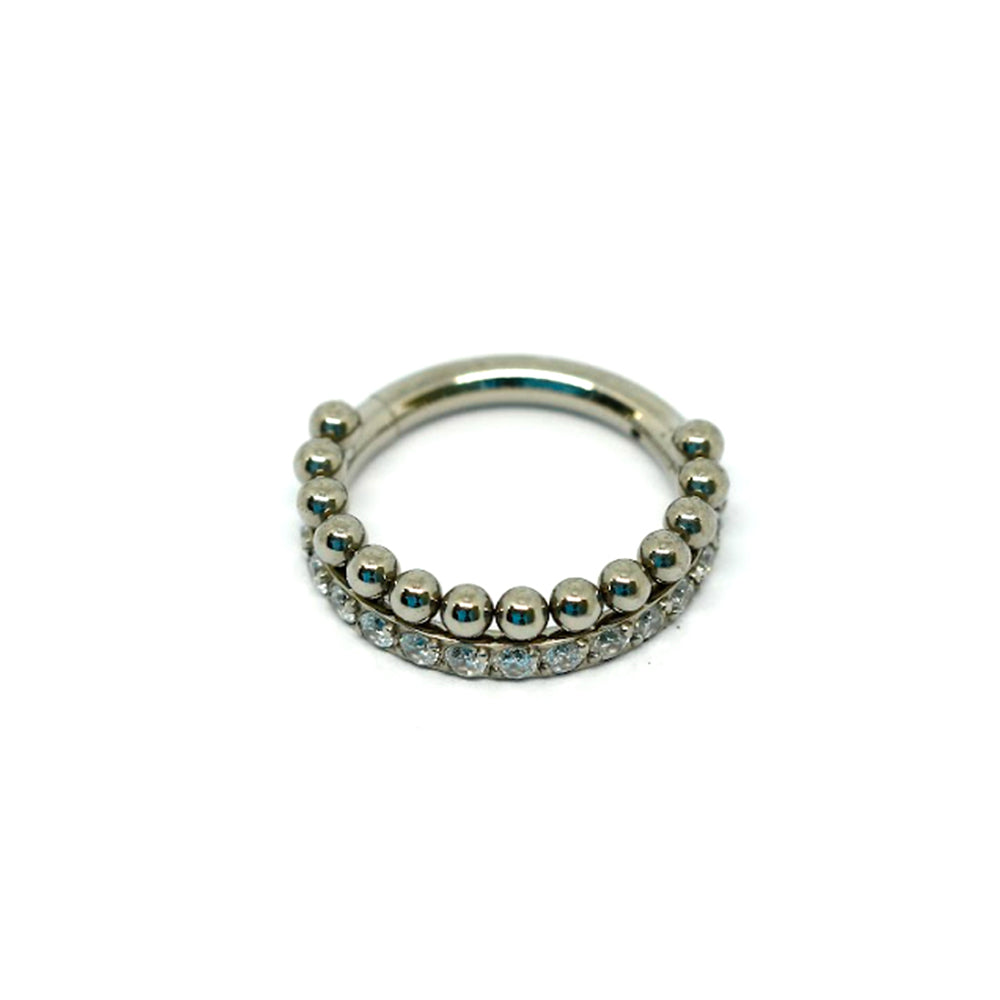 Titan G23 Segmentring Clicker mit Cubic Zirkonia Kristallen - Stärke 1.2mm Durchmesser 8mm