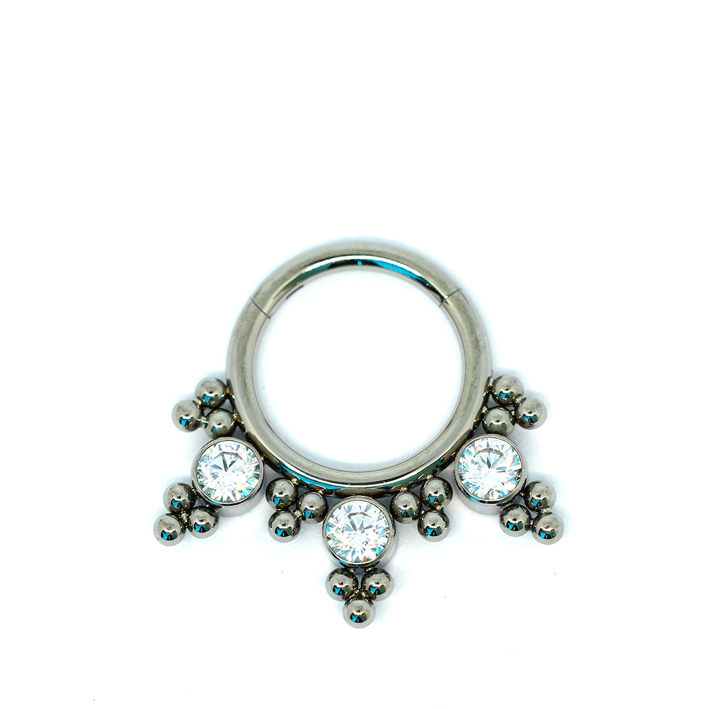 Titan G23 Segmentring Clicker mit Cubic Zirkonia Kristallen - Stärke 1.2mm Durchmesser 8mm