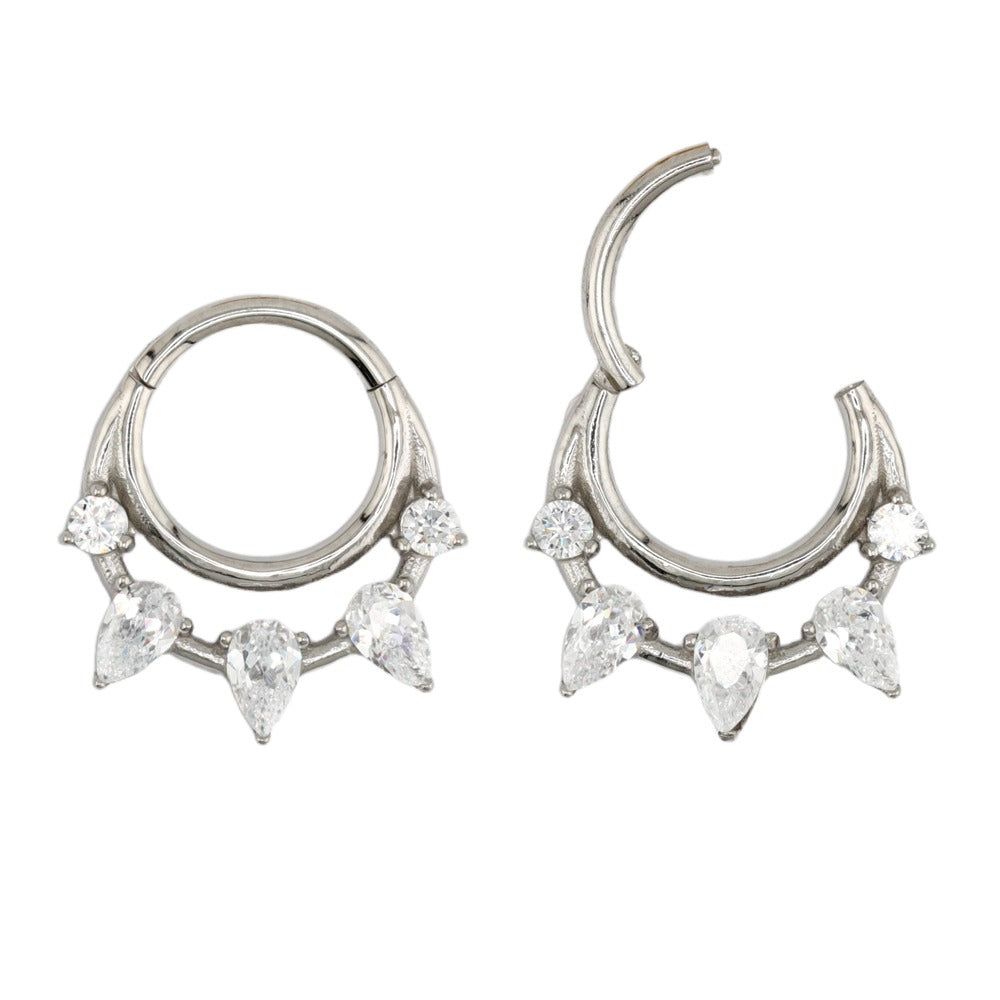 Steel 316L Segmentring Clicker mit klaren Kristallen - Stärke 1.2mm