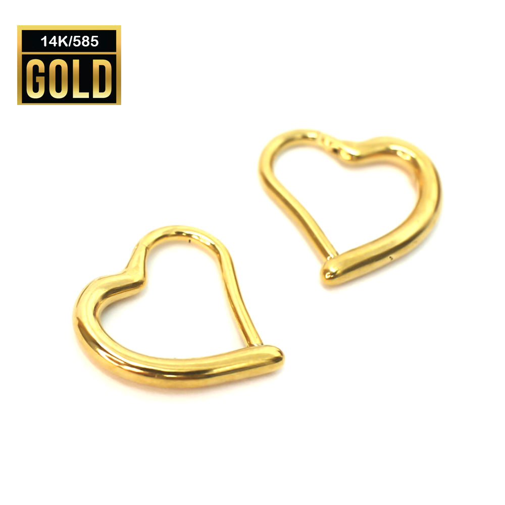 585er Echt-Gelbgold (14K) Segmentring Clicker im Herz Design - Durchmesser 10mm