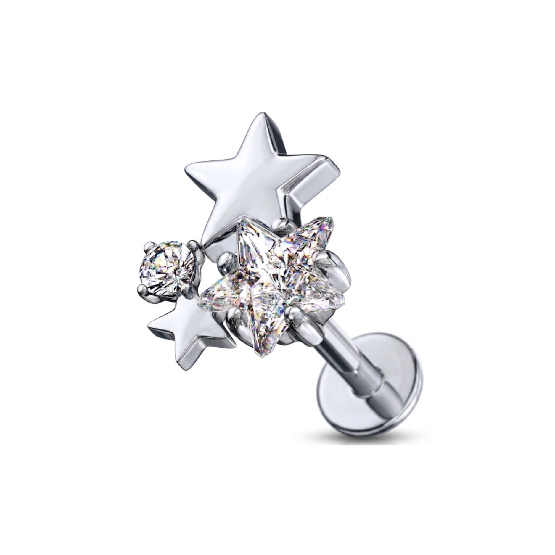 Steel 316L Labret mit Zirkonia im Fashion Design und Innengewinde - Stärke 1.2mm Länge 8mm - Base 4mm