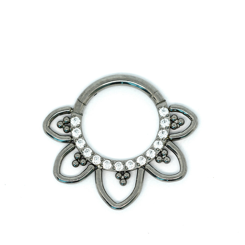 Titan G23 Segmentring Clicker mit Cubic Zirkonia Kristallen - Stärke 1.2mm Durchmesser 8mm