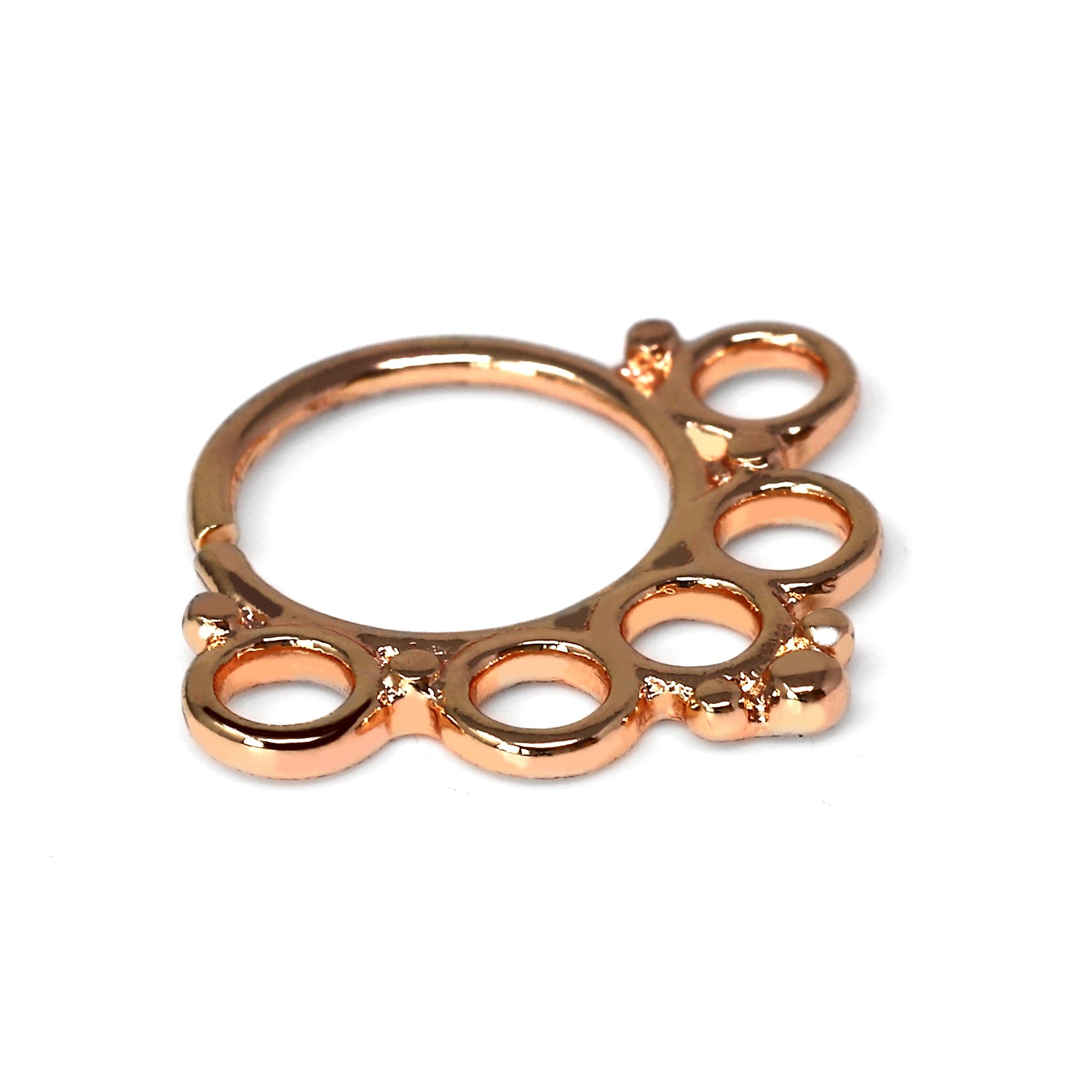 18K Rose Gold Fashion Brass Clip-On Septum Ring mit Design - biegsam - Stärke 1.2mm