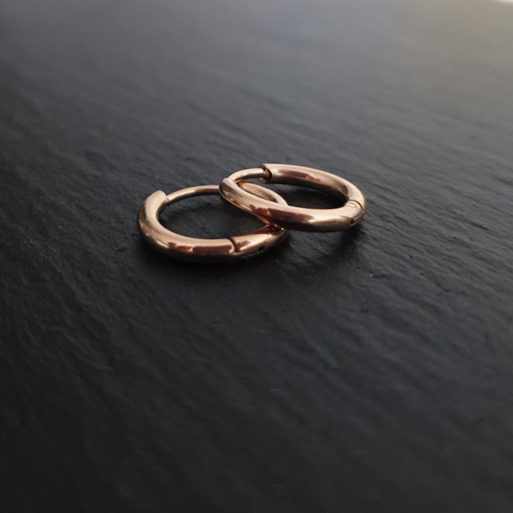 18K Rose Gold S. Steel Creolen - 14mm x 2mm/ Hochglanz
