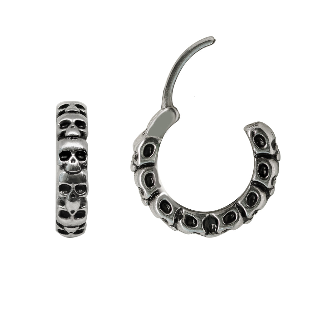 Steel 316L Segmentring Clicker im Totenkopf Design - Stärke 1.0mm Durchmesser 10mm