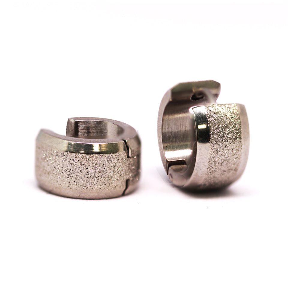 S. Steel Creolen - 2,5mm x 13mm x 8mm/ Sand gestrahlt Effekt