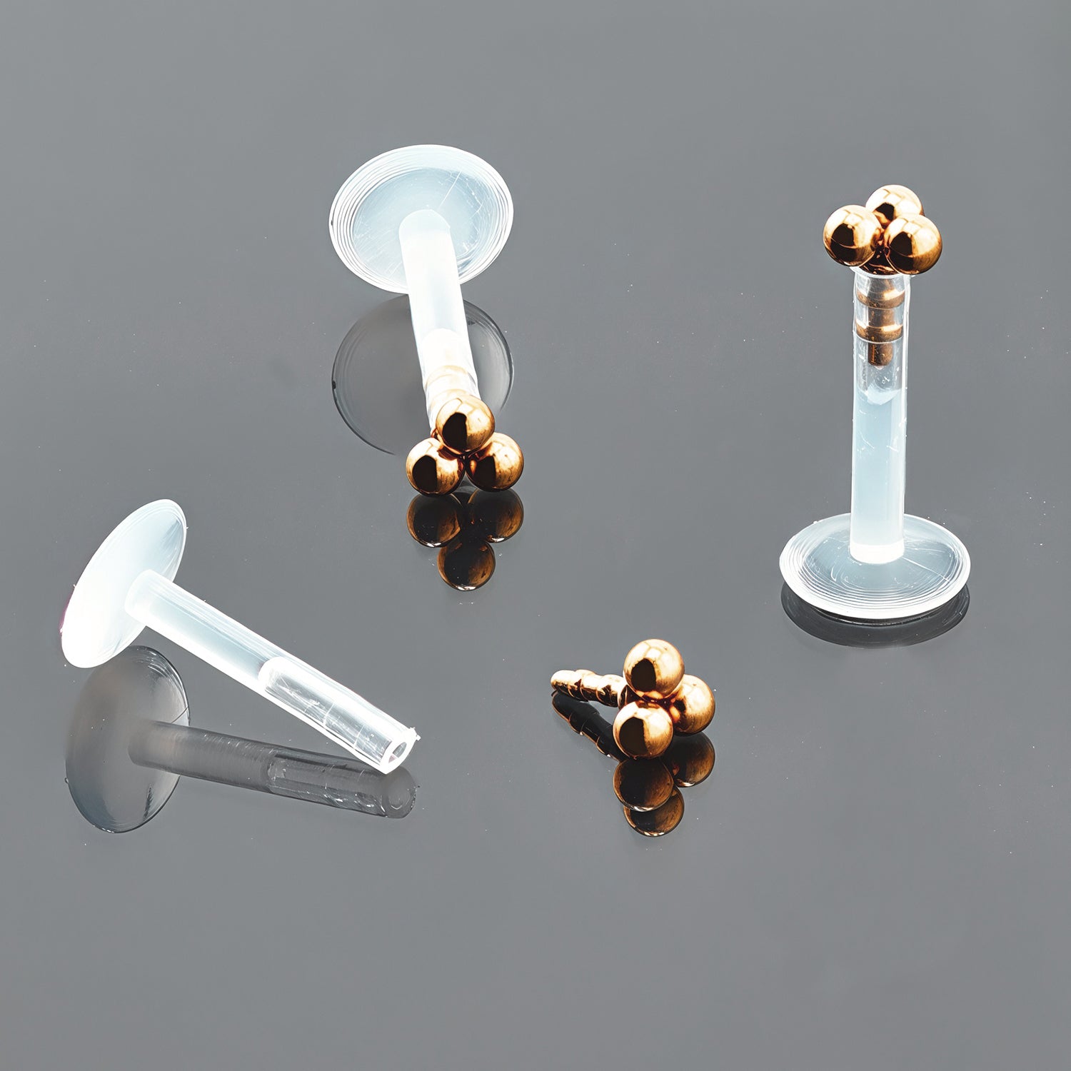 Push-In Bioflex Labret mit Rose Gold Steel Top - Stärke 1.2mm Länge 8mm