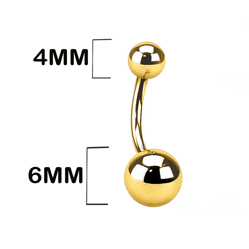18K Gold Steel Bauchnabel Banana mit Kugeln (4+6mm) - Stärke 1.6mm