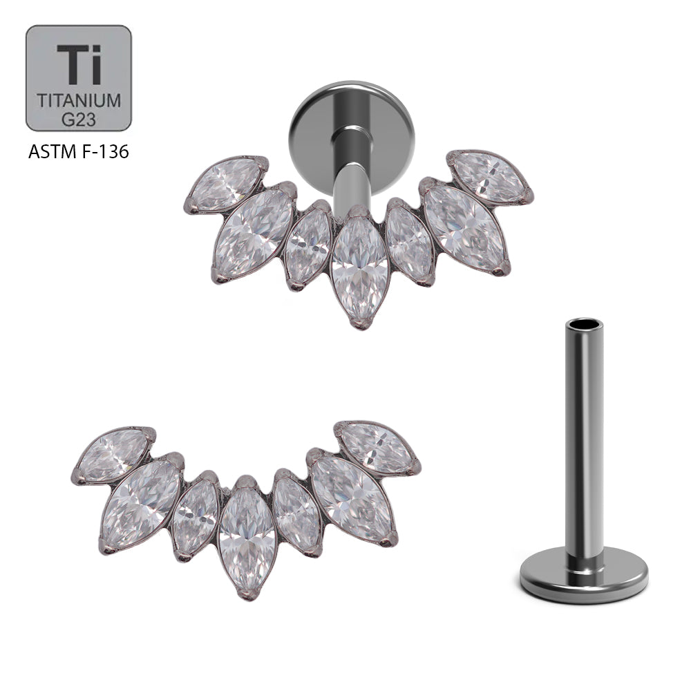 Titan G23 Labret mit Innengewinde und Marquise Zirconia Design