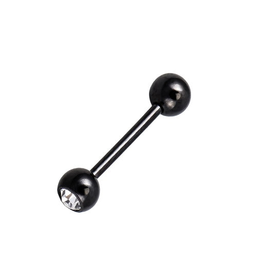 Bioflex Barbell & Zungen Piercing - Flexibel - Stärke 1.6mm Länge 16mm - mit Kristall Kugel in Kristall Klar