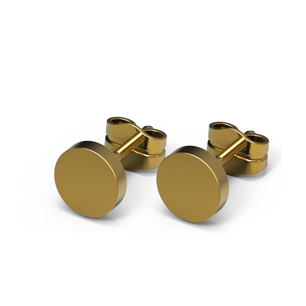 18K Gold S. Steel Ohrstecker im runden Design - 6.5mm/ Hochglanz