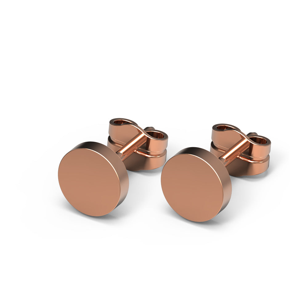 18K Rose Gold S. Steel Stud Earrings in Round Design - 6.5mm/High Polish