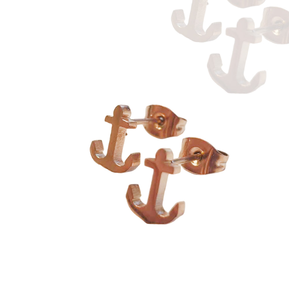 18K Rose Gold S. Steel stud earrings in a simple Anken design - 8.5mm/ high gloss