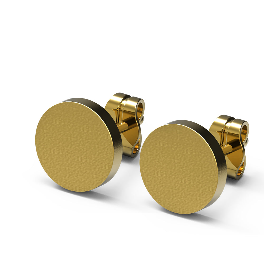 18K Gold S. Steel Ohrstecker im runden Design - 10mm/ Matt