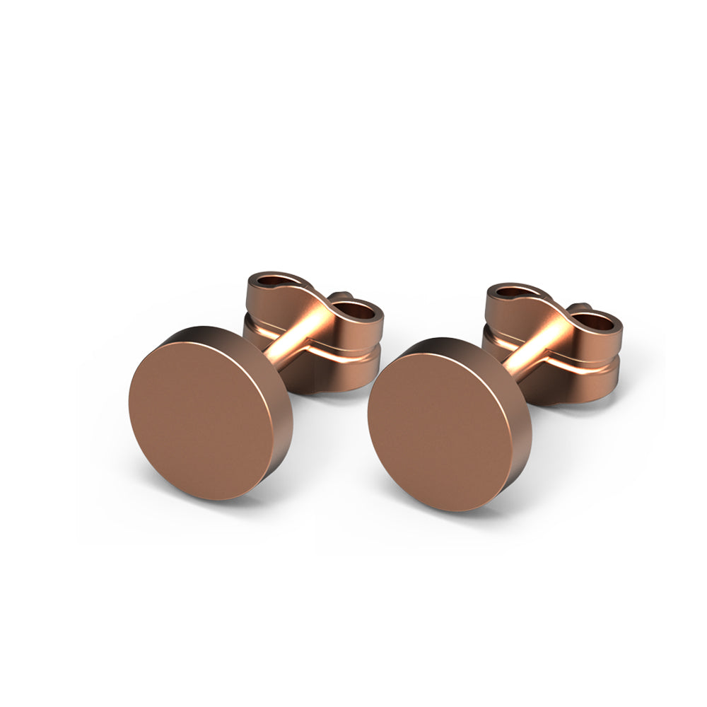 18K Rose Gold S. Steel Stud Earrings in Round Design - 6.5mm/ Matt