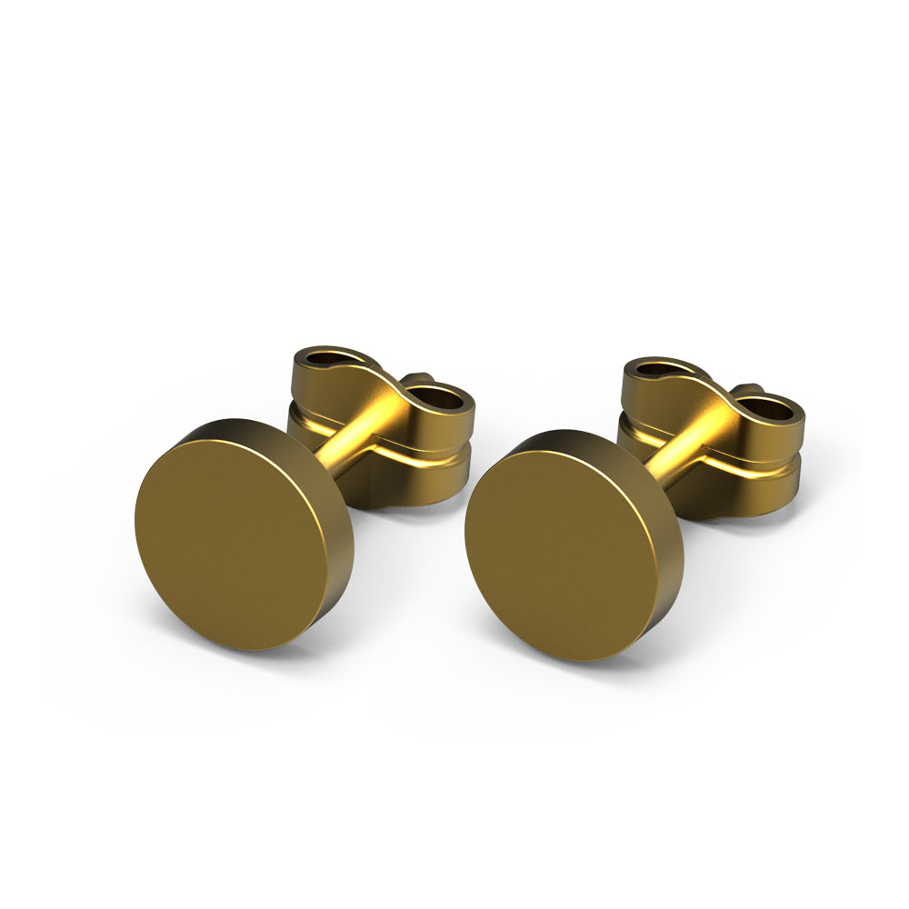 18K Gold S. Steel Ohrstecker im runden Design - 6.5mm/ Matt