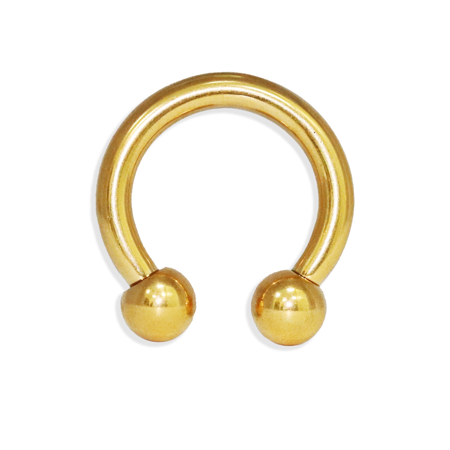 18K Gold Steel Circular Barbell mit Kugeln - HEAVYSIZE