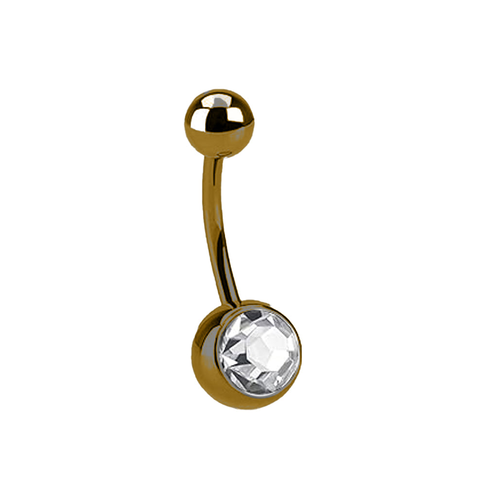 Antik Kupfer Steel Bauchnabel Banana mit Kugeln (5+8mm) - Single Crystal - Stärke 1.6mm Länge 10mm