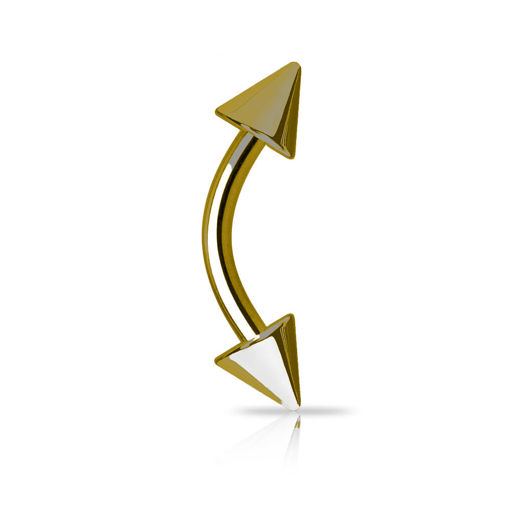 Antik Gold Steel Banana mit Spitzen (4+4mm) - Stärke 1.2mm Länge 8mm