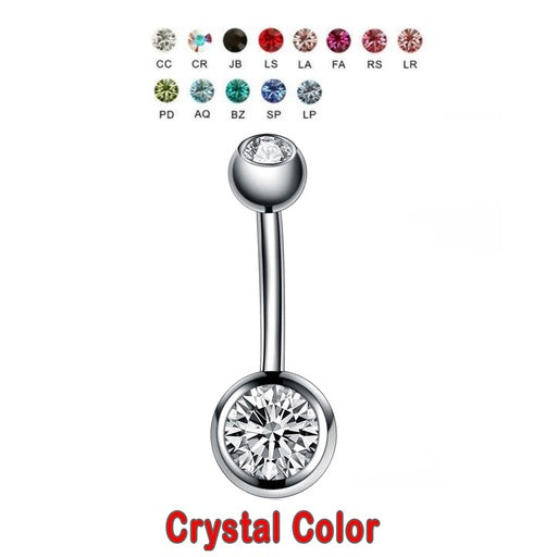 Steel 316L Bauchnabel Banana mit Kugeln (5+8mm) - Double Crystal - Stärke 1.6mm