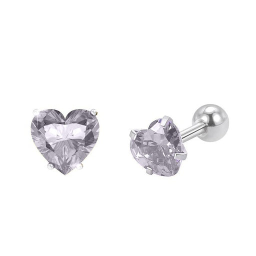 Steel 316L Ohr & Knorpel Piercing mit Zirkonia im Herz Design in Krabbenfassung - Stärke 1.0mm - Kristallklar