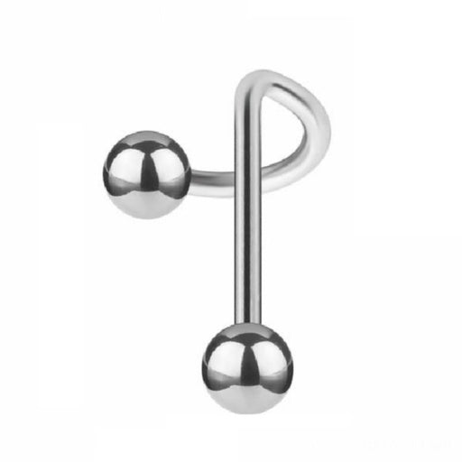 Steel 316L Zungen Barbell im Spiralen Design mit 6mm Kugeln - Stärke 1.6mm Länge 16mm