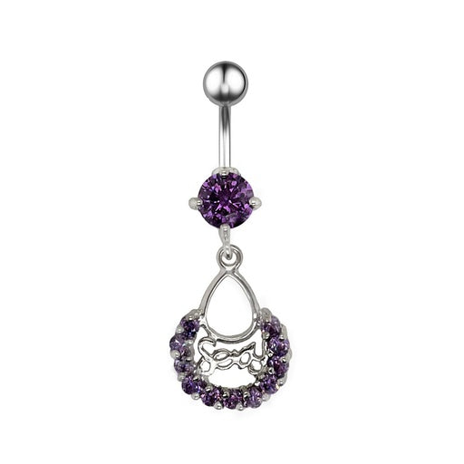 Steel 316L Bauchnabel Banana im Sexy Fashion Design mit Kristallen - AM Amethyst