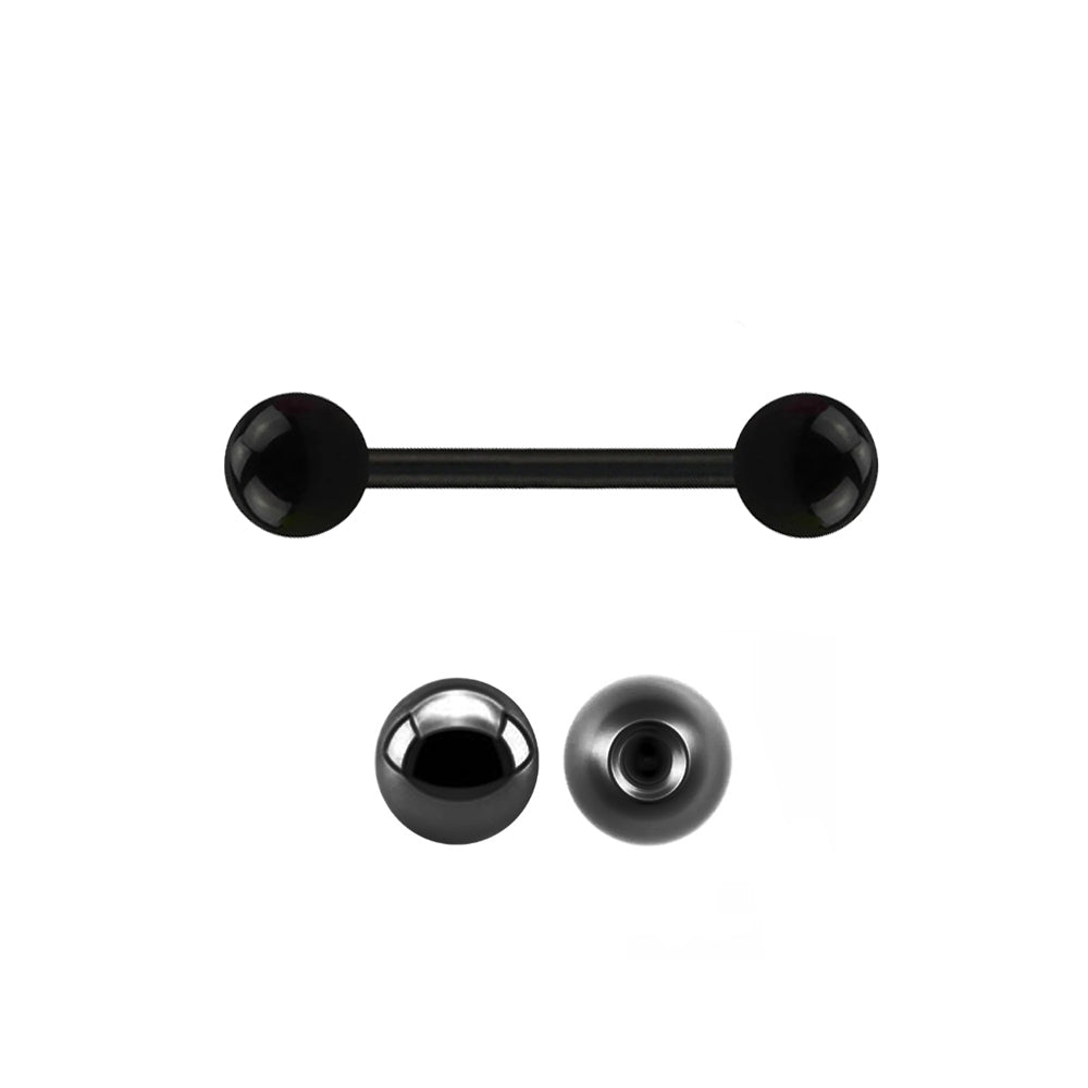 Black Steel Barbell mit Kugeln - Stärke 1.2mm