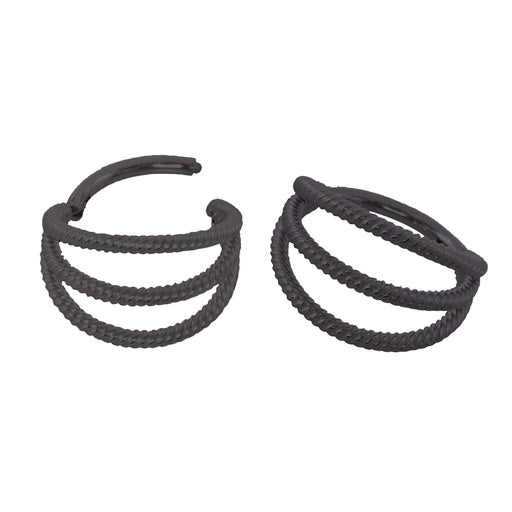Black Steel Segmentring Clicker mit Design - Stärke 1.2mm Durchmesser 8mm