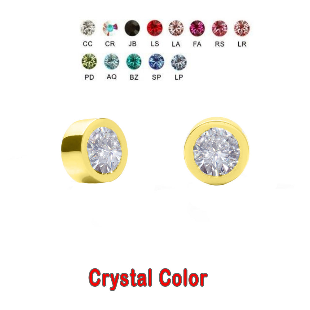 18K Gold Steel Clip-in Flat-Ball mit Kristall