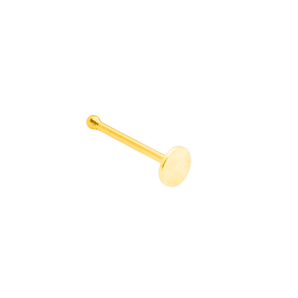 18K Gold Steel Nasenstecker mit Flat Disc - Stärke 1.0mm Design 2mm