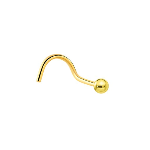 18K Gold Steel Nasenspirale mit Schraubkugel - Stärke 1.0mm Kugel 2mm