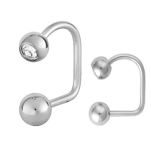 Steel 316L Lippy Loop with crystal balls (4mm) - thickness 1.6mm