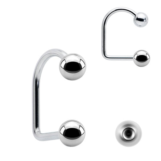 Steel 316L Lippy Loop with balls (4mm) - thickness 1.6mm