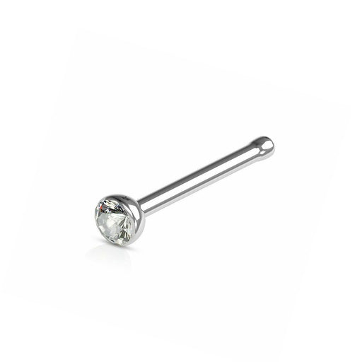 Steel 316L Nasenstecker mit Kristall - Stärke 0.8mm Kristall 2.5mm