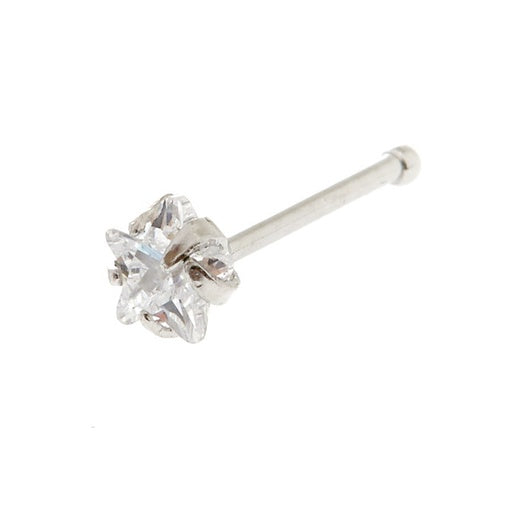 Steel 316L Nasenstecker mit Stern Kristall in Krabbenfassung - CC Kristallklar - Stärke 0.8mm Länge 7mm