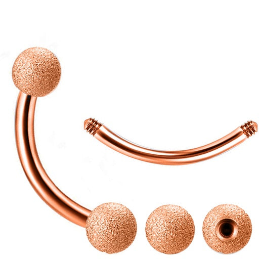 18K Rose Gold Steel Banana Sandgestrahlt -im Diamant Schliff Design- Stärke 1.6mm Länge 8mm