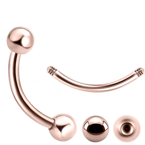 18K Rose Gold Steel Banana with balls - thickness 1.2mm