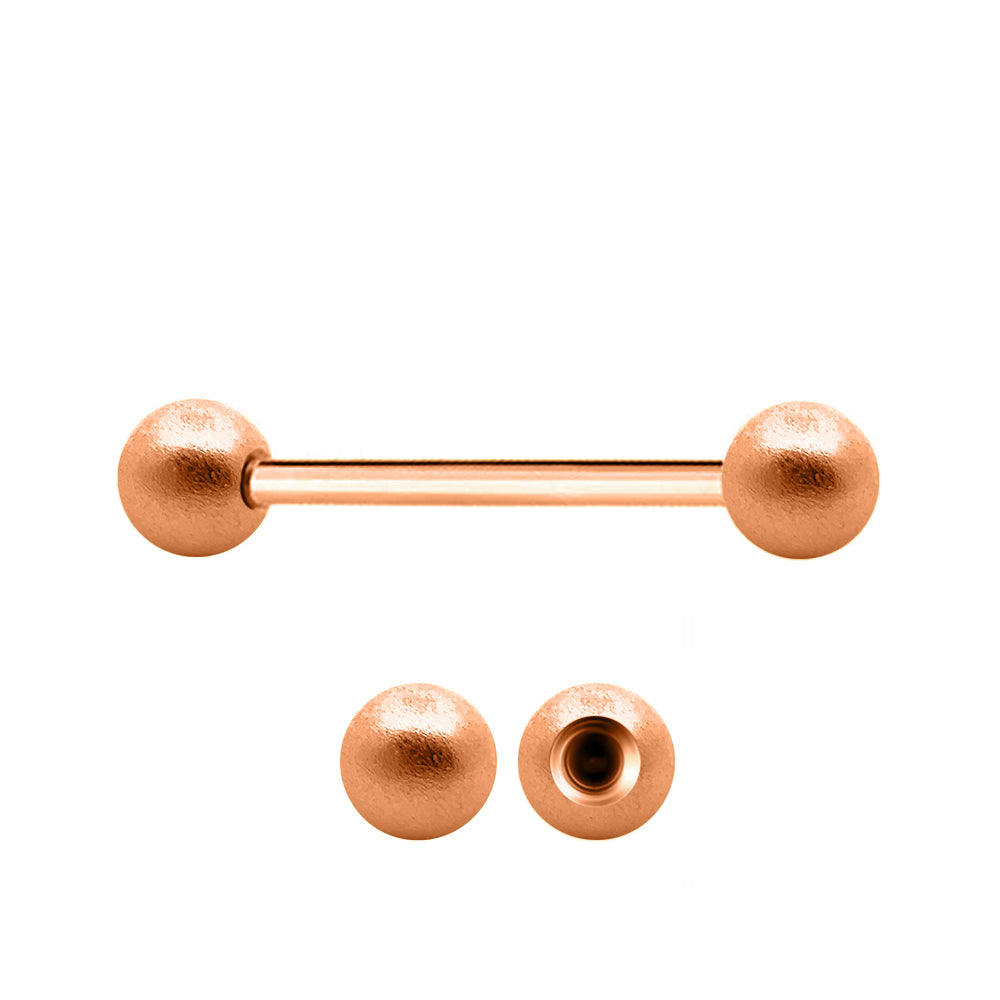 18K Rose Gold Steel Barbell Sandgestrahlt -im Diamant Schliff Design- Stärke 1.2mm