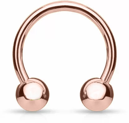 18K Rose Gold Steel Circular Barbell mit Kugeln - Stärke 1.2mm