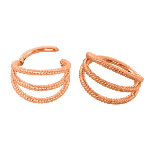 18K Rose Gold Steel Segmentring Clicker mit Design - Stärke 1.2mm Durchmesser 8mm