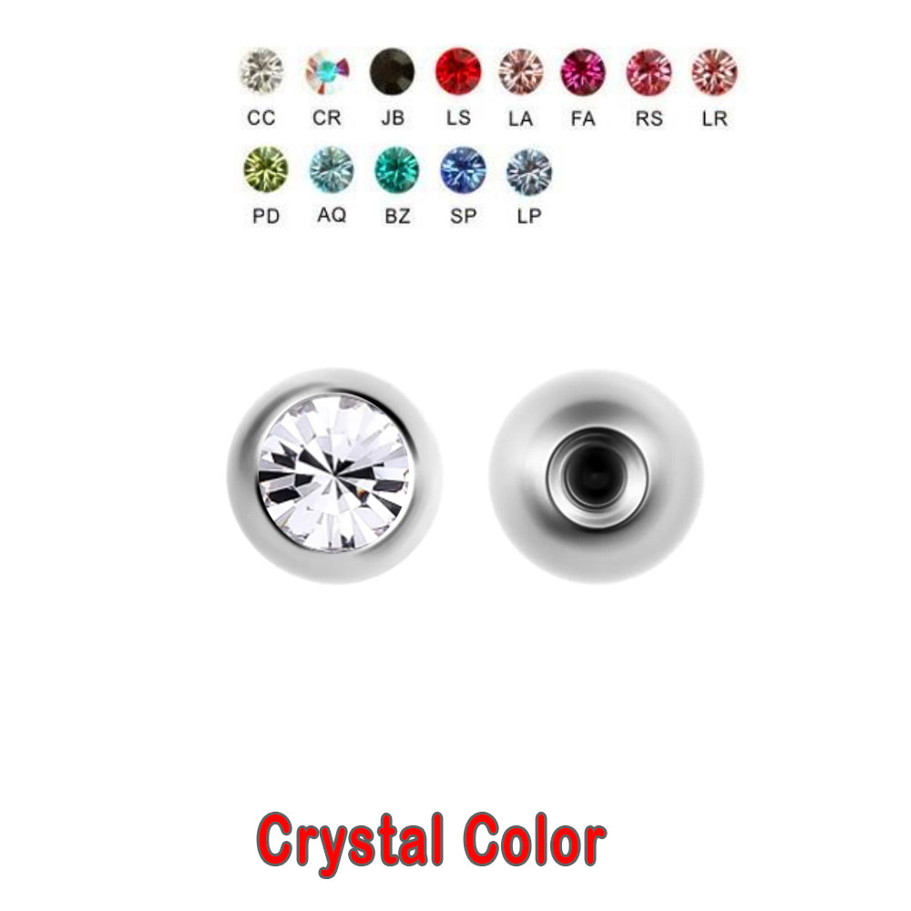 Steel 316L Schraubkugel mit Kristall - Stärke 1.6mm