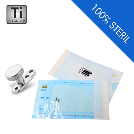 Steriler Titan G23 Dermal Anchor mit 3 Loch Base (2.5x7mm) und 4mm Disc - Internally 1.2mm