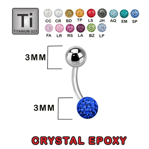 Titan G23 Banana mit Kristall Epoxy Kugel (3+3mm) - Stärke 1.2mm