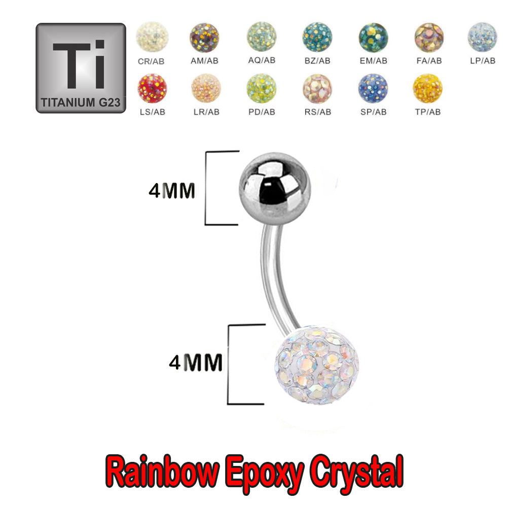 Titan G23 Banana mit Regenbogen Kristall Epoxy Kugel (4+4mm) - Stärke 1.6mm