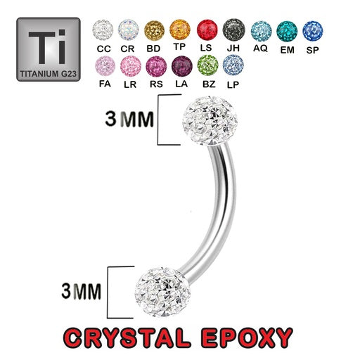 Titan G23 Banana mit zwei Kristall Epoxy Kugeln (3+3mm) - Stärke 1.2mm