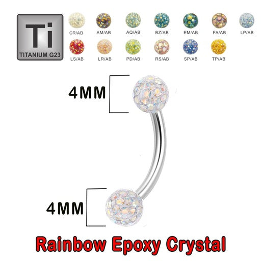 Titan G23 Banana mit zwei Regenbogen Kristall Epoxy Kugeln (4+4mm) - Stärke 1.2mm